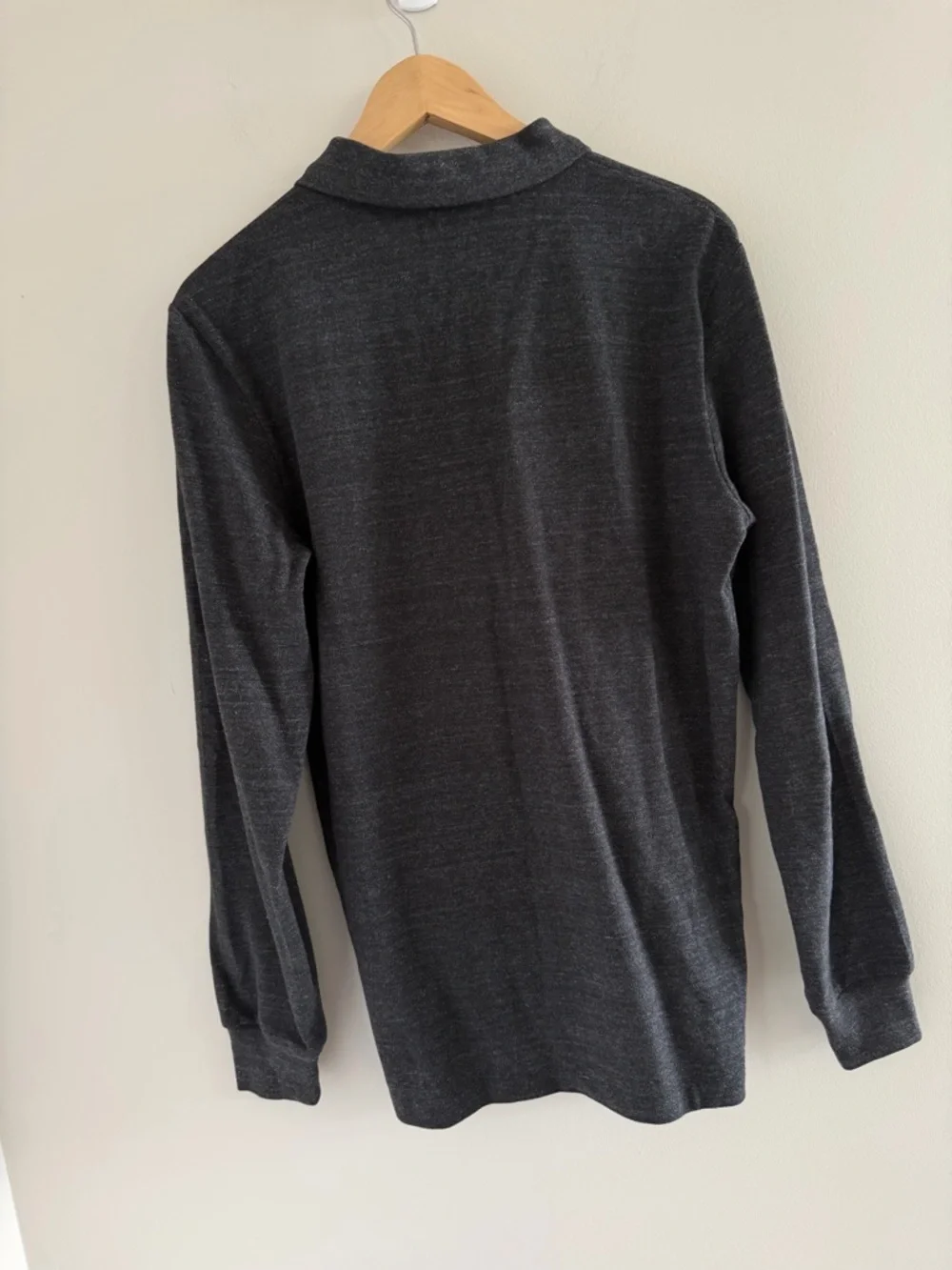 Polo Ralph Lauren Gray Long‎ Sleeve Polo Shirt Slim Fit Preppy Minimalist Mens S